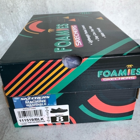 Skechers Womens Foamies Clog Pup Celebration Black Size 8 - Picture 3 of 13